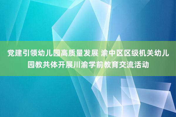 党建引领幼儿园高质量发展 渝中区区级机关幼儿园教共体开展川渝学前教育交流活动